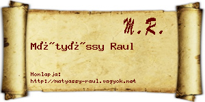 Mátyássy Raul névjegykártya